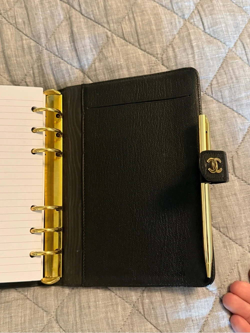 Chanel Vintage Black Caviar Leather CC 6-Ring Agenda Planner Cover